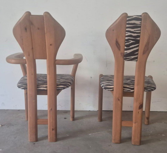 Image 1 of Brutalist pinewood dining chairs