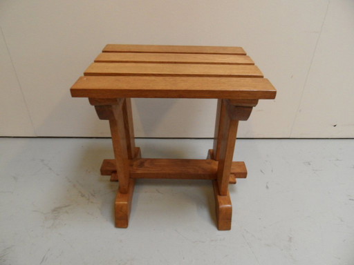 Brutalist oak side table