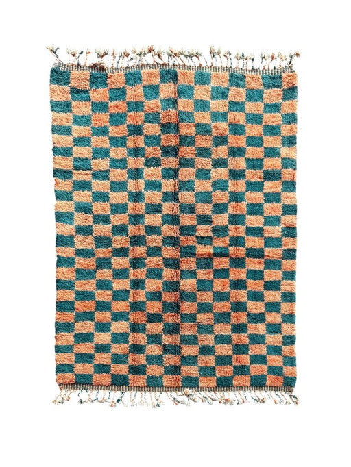 Tapis marocain à carreaux 190 x 280 cm, tapis en laine fait main – Mrirt Rug – Tapis