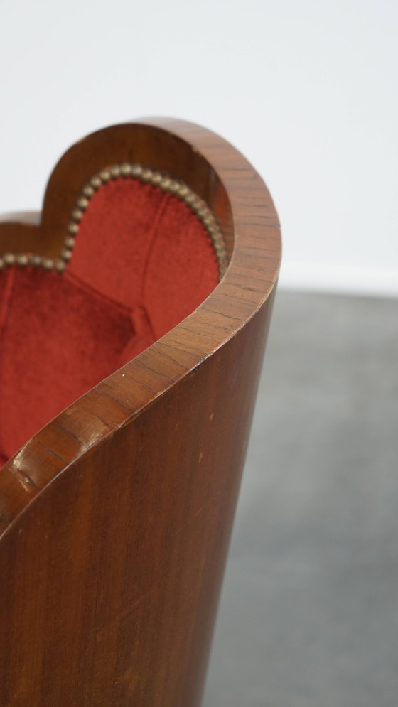 Image 1 of Art Deco Dining/Side Chair mit roter Polsterung