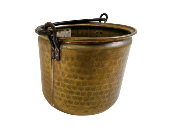 Image 1 of Vintage Brass Bucket / Coal Scuttle / Planter – Hammered Finish