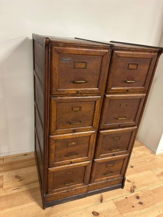 Image 1 of Industriële vintage dubbele archiefkast circa 1925