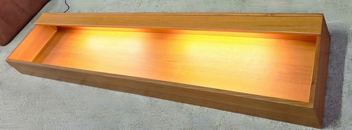Danish Extra Long Floating Teak Sideboard / Wall Shelf with Lights, 1960s