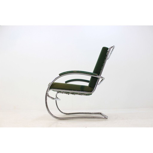 Fauteuil vintage en chrome vert par Anton Lorenz pour Thonet, 1930