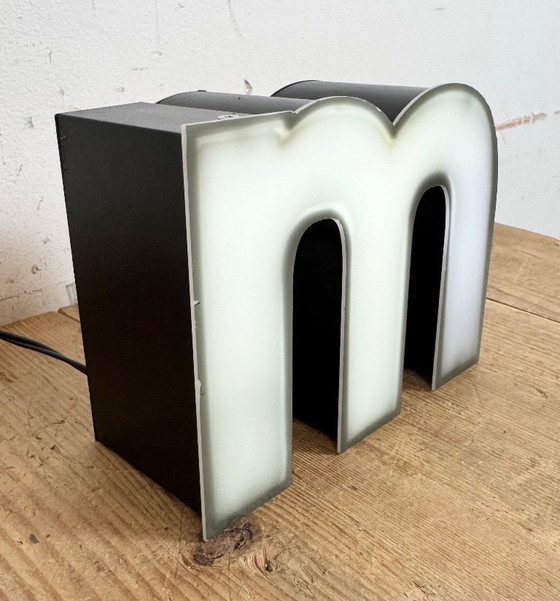 Image 1 of Vintage Grey Illuminated Letter M, 1970s