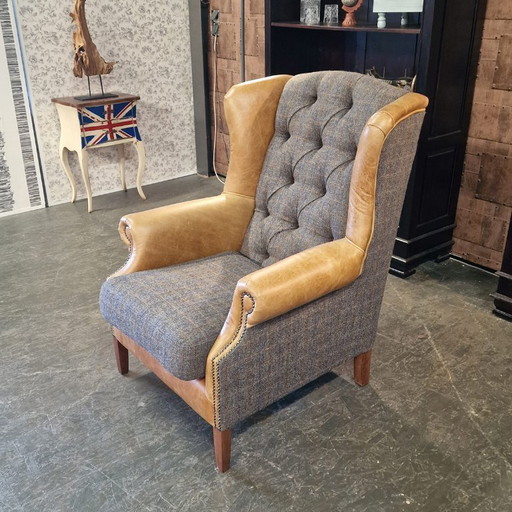 Chesterfield Harris Tweed armchair - Woolly