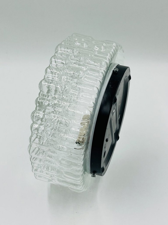 Massive modernist ceiling light in molded glass (photo 10 of 12)