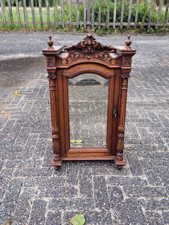 Antique Wooden Wall Cabinet with Mirror – Glass (photo 5 of 9)