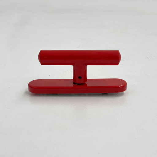 Ensemble de 3 poignées de tiroir rouges vintage en plastique ABS, années 1970