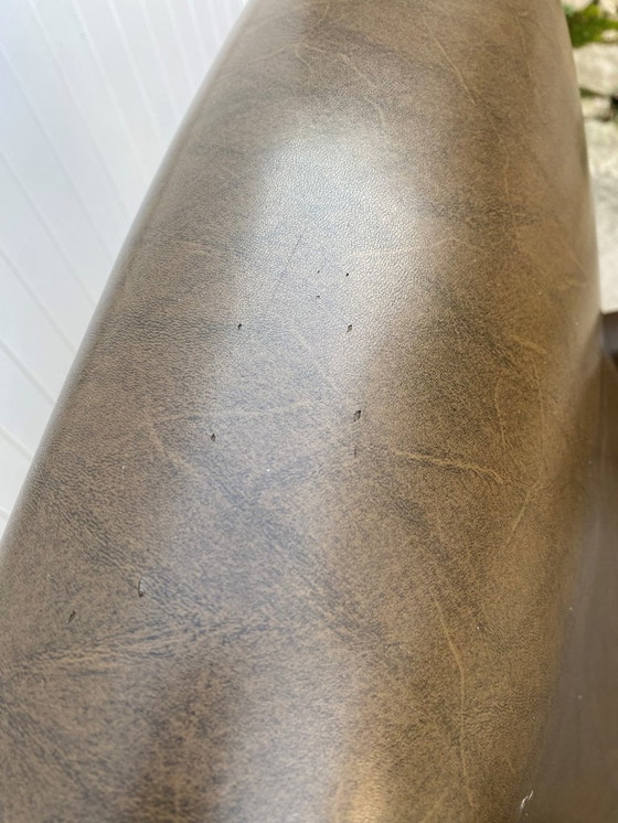 Image 1 of Fauteuil lounge inclinable repose pied simili cuir skai vintage 50