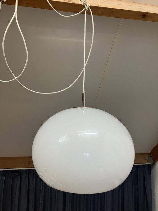 Large Plastic White Pendant Lamp, Vintage Pendant Lamp.