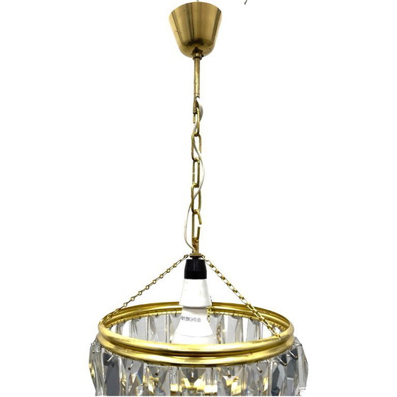 Image 1 of Vintage crystal chandelier Lustry Kamenický Šenov, Czechoslovakia 1970s brass