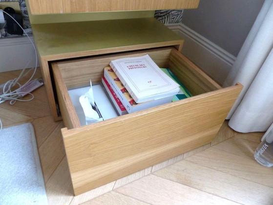 Image 1 of Pair of "Hook Side Table W/Drawer" bedside tables, designed by HMD Interiors
