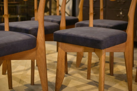 Image 1 of "Set van 6 stoelen van Guillerme en Chambron voor uw huis, jaren 1950"