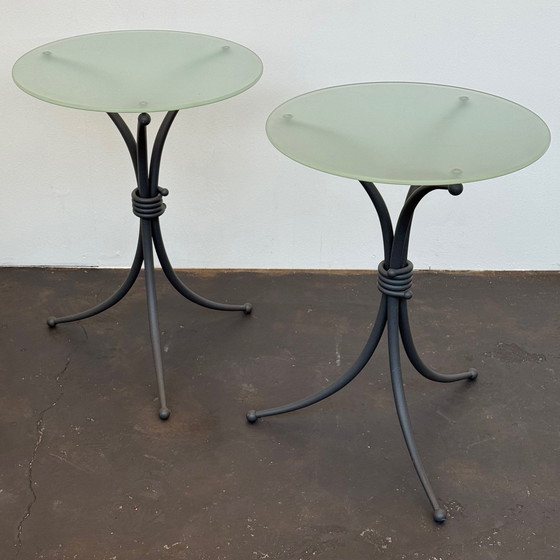 Image 1 of 2x Table d'appoint Verre/Acier