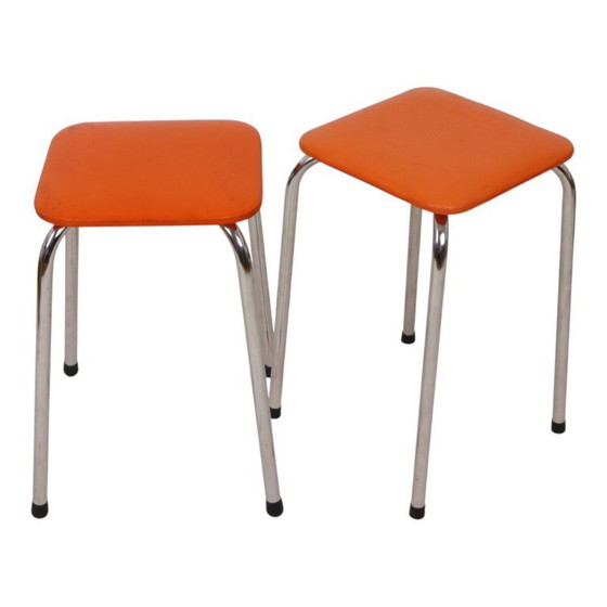 Image 1 of Set of 2 Orange Stools