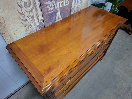 Image 1 of Classic French Cherry Wood commode, chest of drawers, sideboard, dimensions: 118x52cm and 83cm high.