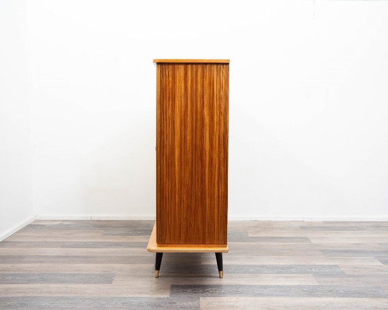 Image 1 of Highboard from the 1950s made of ash and zebrano, with open shelves