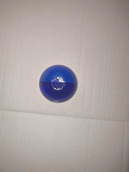 Portacandele in vetro blu, soffiato a bocca danese, Bülow