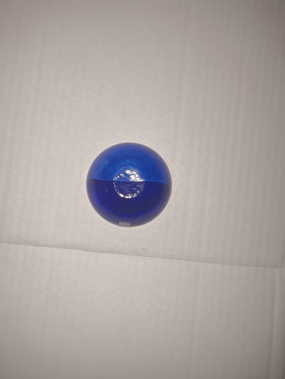 Image 1 of Blue glass candle holder, Danish mouth-blown, Bülow