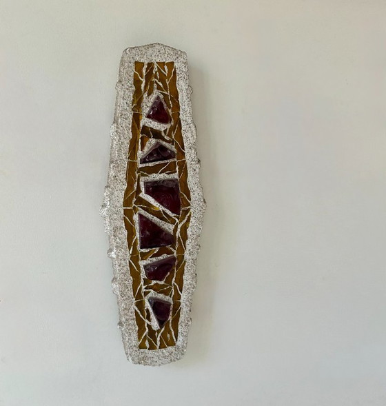 Image 1 of Applique da parete vintage XL "in vetro colorato" in cemento e vetro, Svezia 1950