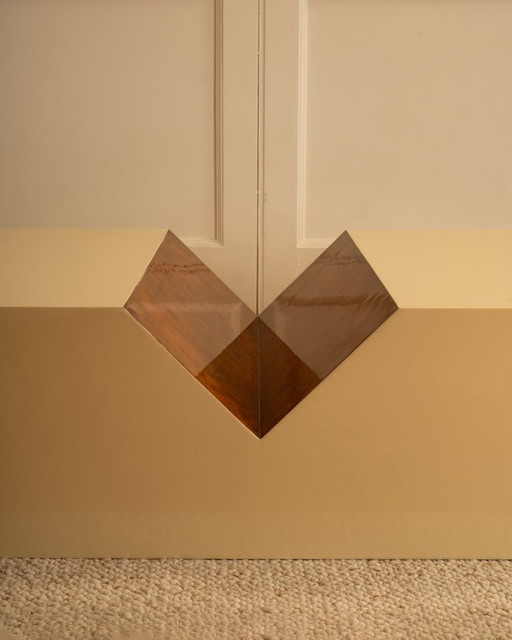 Gelakte salontafel/tijdschriftenrek met vergrootglas - jaren 70