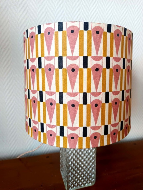 Image 1 of Whiskey carafe lamp and abstract lampshade