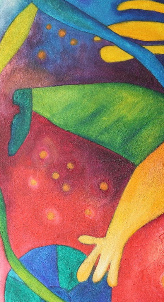 Image 1 of Paul Megens großformatiges Sandstrukturgemälde „Der Athlet“