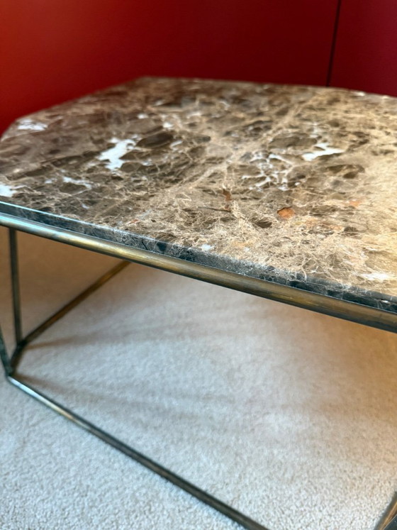 Image 1 of Henge W-Table side table by Massimo Castagna – S. Laurent marble, burnished brass, original invoice 2012