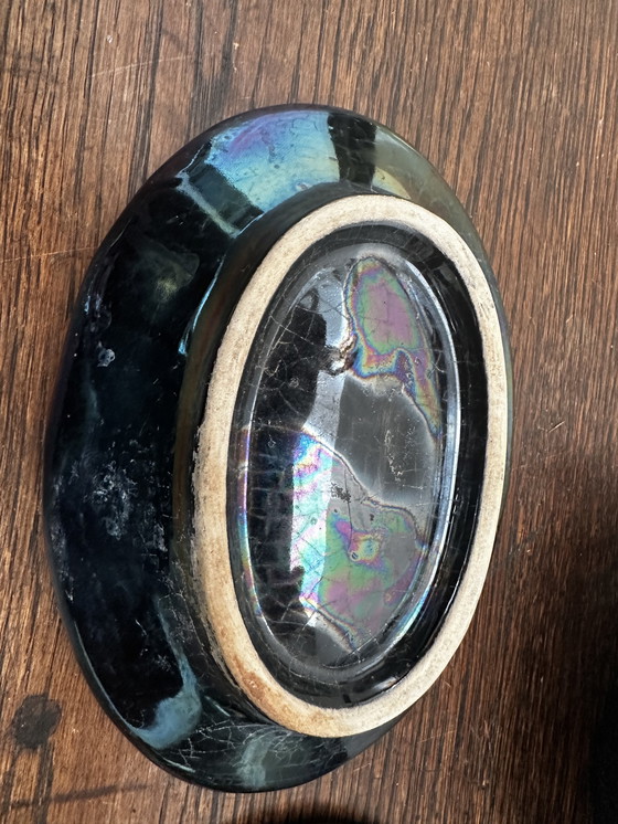 Image 1 of Trio of iridescent black ceramic dishes / Empty Pockets Shell shape