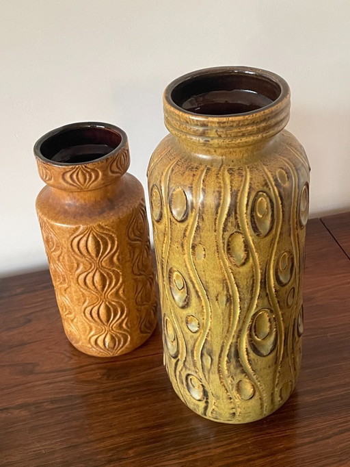 1970s Midcentury Vintage West German Scheurich Vases