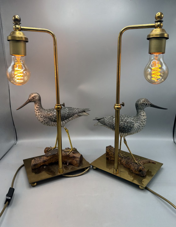 Image 1 of Hollywood-Regency-Vogel-Tischlampen