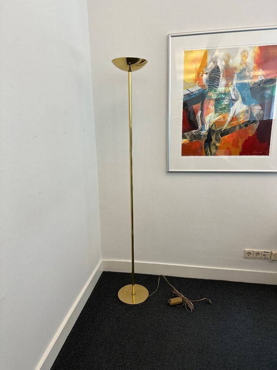 Image 1 of Lampadaire La Relco doré avec variateur – lot de 2 – luminaires vintage/design