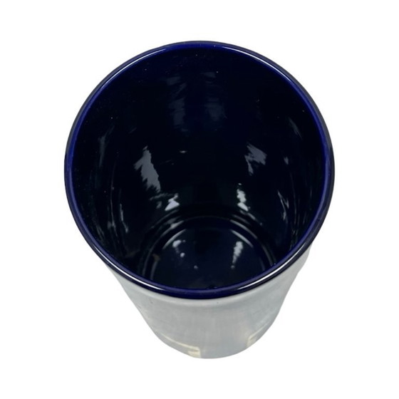 Image 1 of Vintage KEUCK Ceramic Vase – Turkish Mocha, Cobalt, and Gold – Germany, 1970s