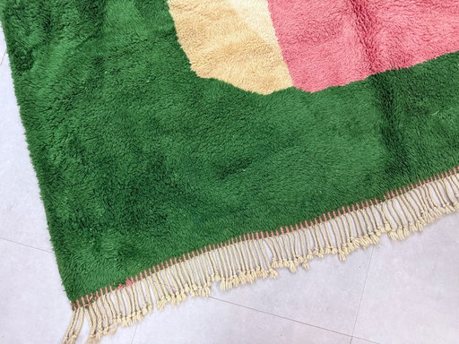 Grande tappeto di lana 4/3 m Verde, rosa e beige