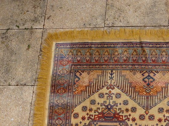 Image 1 of Kazak rug 180x150 cm vintage handmade oriental patterns ochre and burgundy