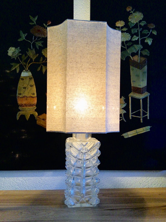 Image 1 of Vintage Zweedse Rejmyre glazen tafellamp