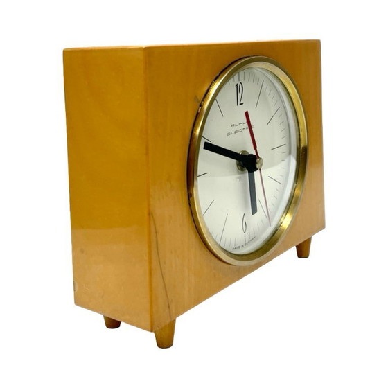 Image 1 of Ruhla Electric Vintage Mantel Clock, 1970s, Mid-Century Design Wood