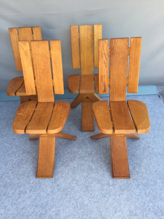Image 1 of PIERRE CHAPO / SELTZ - 4 VINTAGE CHAIRS