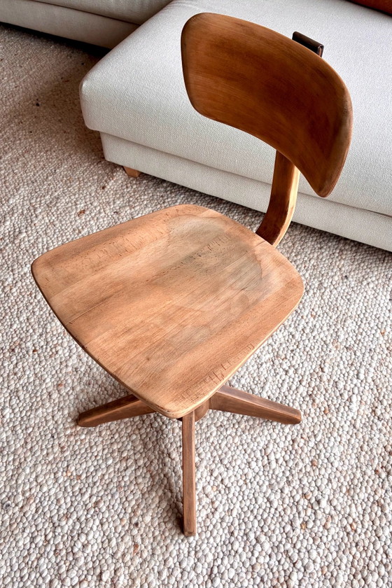 Silla de taller SEDUS de madera original numerada – Sillas giratorias (photo 8 of 8)