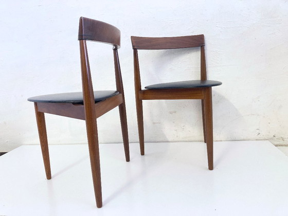 Image 1 of 2 Roundette side chairs in teak and faux leather by Hans Olsen for Frem Rojle