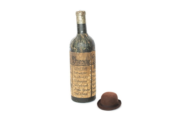 Image 1 of Vintage paper Deco | very old 1940 Bottle cardboard | 102cm high | Pub | Germany Korn Alcohol Rum Liqueur German Schnapps