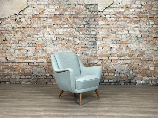 Soft green-blue armchair from the 1950s