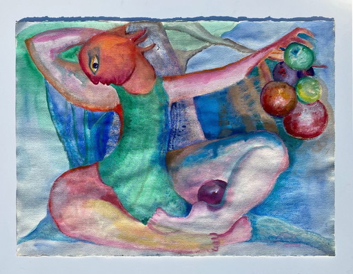 Expressionist and erotic painting by N. Boéri Véfour. France, 2000s