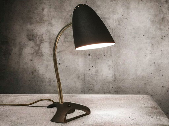 Table Lamp / Desk Lamp Crow's Foot, Mid-Century – Metal, Chrome (photo 9 of 9)