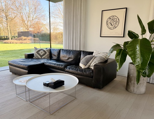 Canapé 3 places en cuir noir Molinari Happy Time