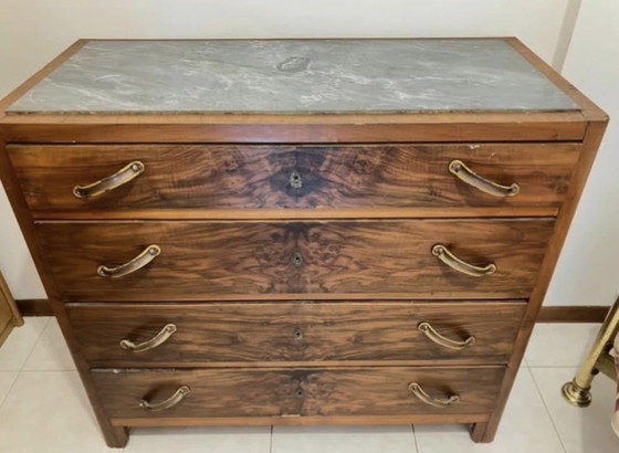 Commode vintage italienne des années 50 avec plateau en marbre – Wood (photo 3 of 5)