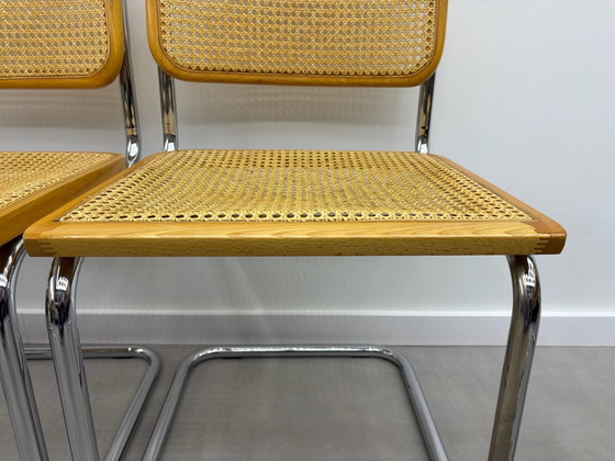Lot de 4 chaises tubulaires Cesca en cannage, Chaises de salle à manger, Chrome, Rotin, Marron (photo 9 sur 15)