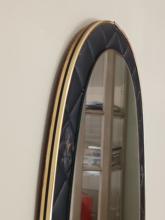 Image 1 of Specchio ovale vintage nero e oro