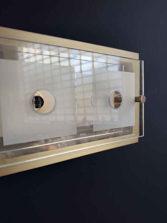 Image 1 of Applique Grossmann in ottone e vetro, anni '80